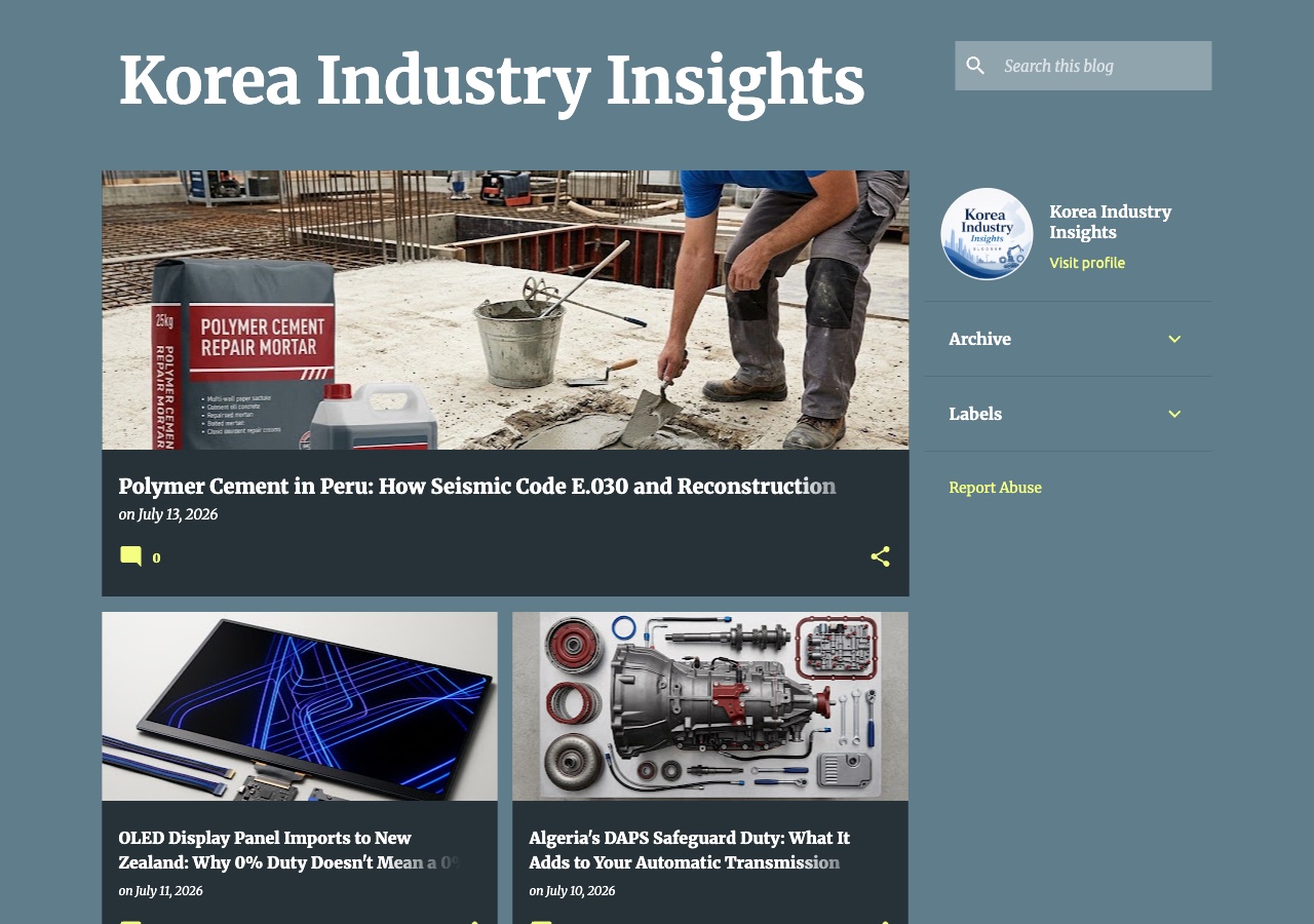 Blogger 채널 화면 — 인근 시장을 겨냥해 다른 각도로 작성한 영문 콘텐츠를 독립 도메인으로 발행